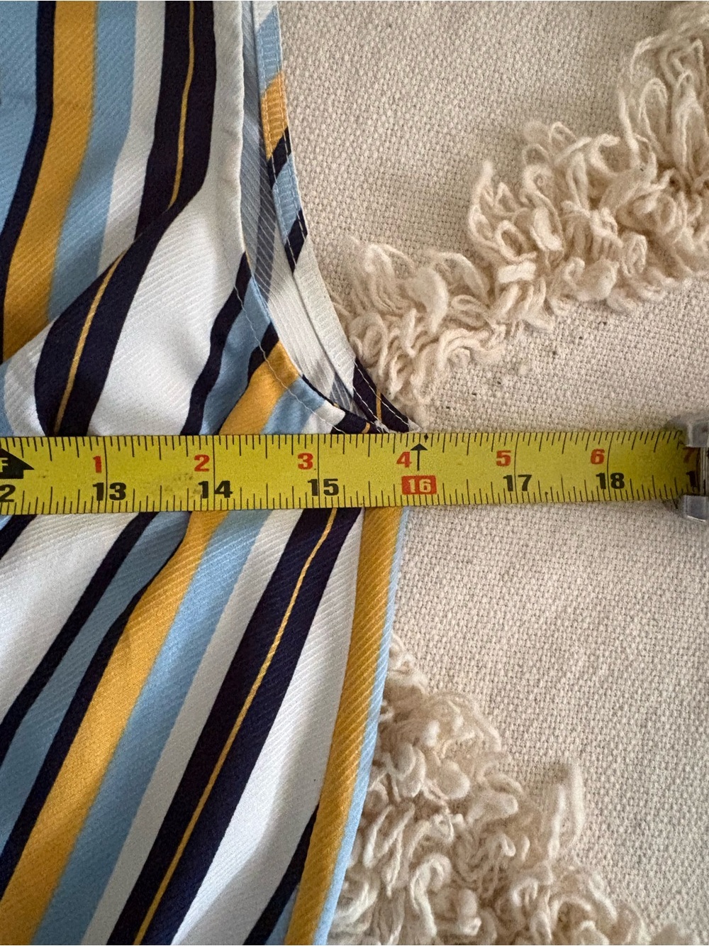 Sleeveless Striped Wrap Jumpsuit in White, Navy & Yellow - Picture 9 of 11